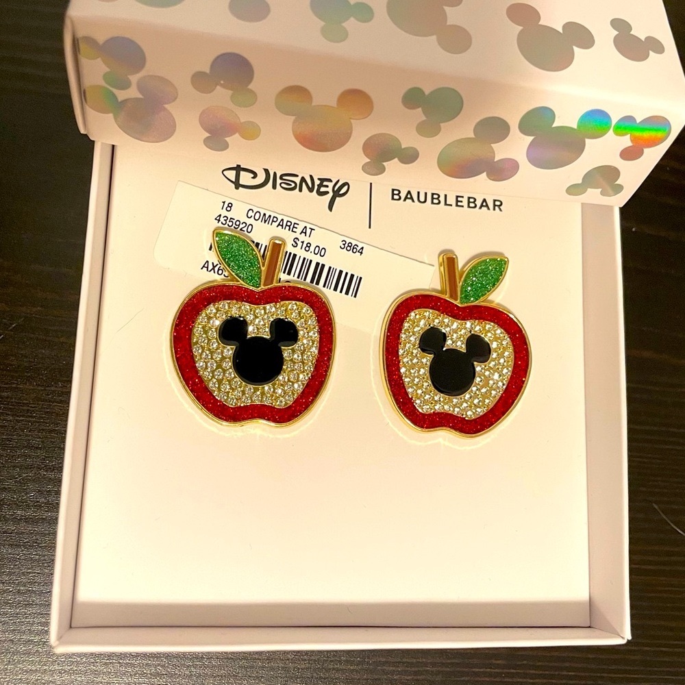 Disney x BaubleBar Mickey Mouse Apple 1” Stud Earrings